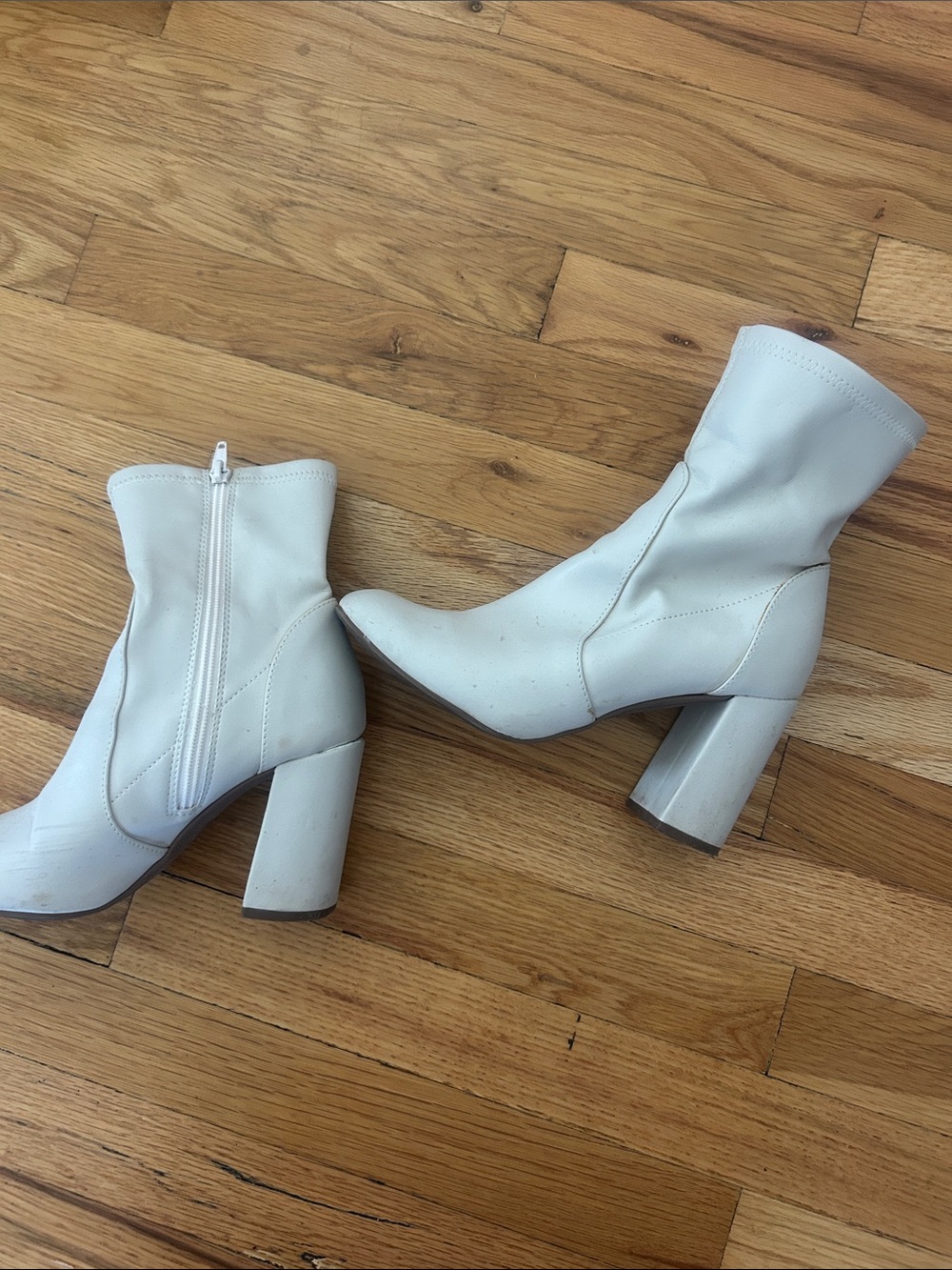 a new day off white block heel ankle boots
